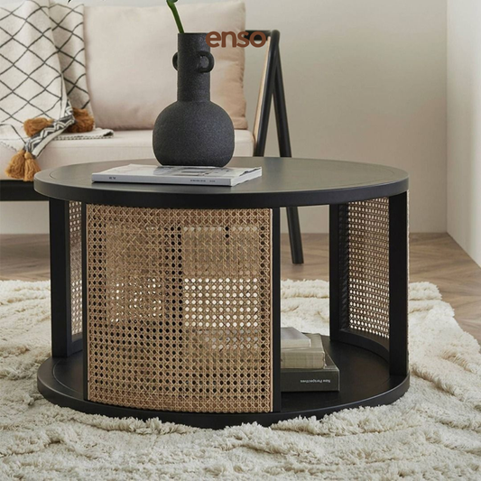 TSUKI Rattan Solid Wood Coffee Table
