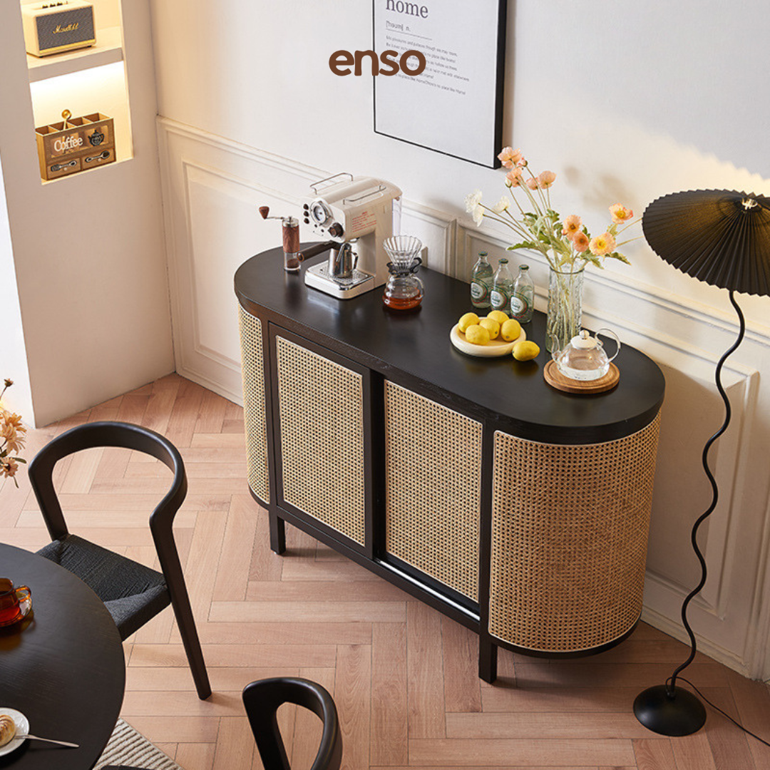 KOKORO Rattan Solid Wood Display Cabinet