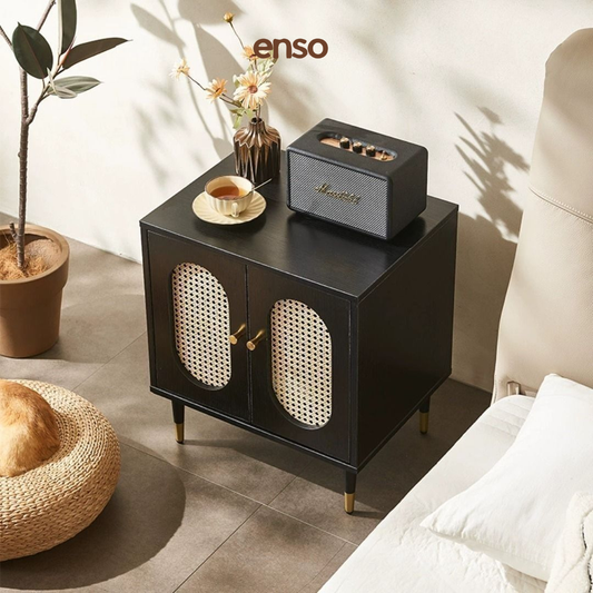 KADO Rattan Solid Wood Bedside Table