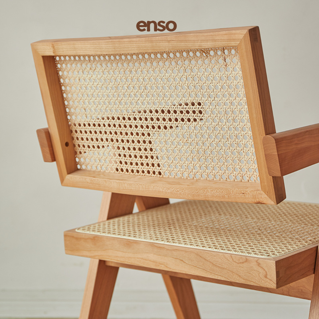 YANE Solid Wood Rattan Dining Chair