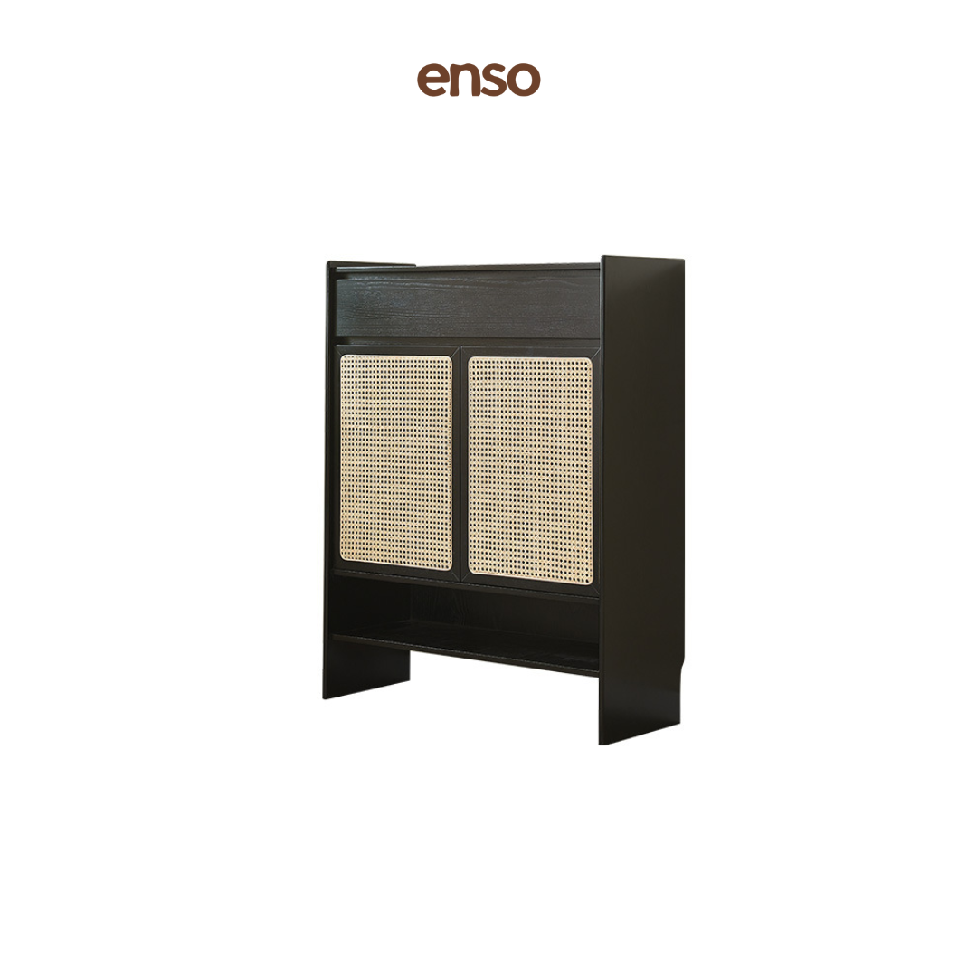 GENKAN Rattan Solid Wood Shoe Cabinet