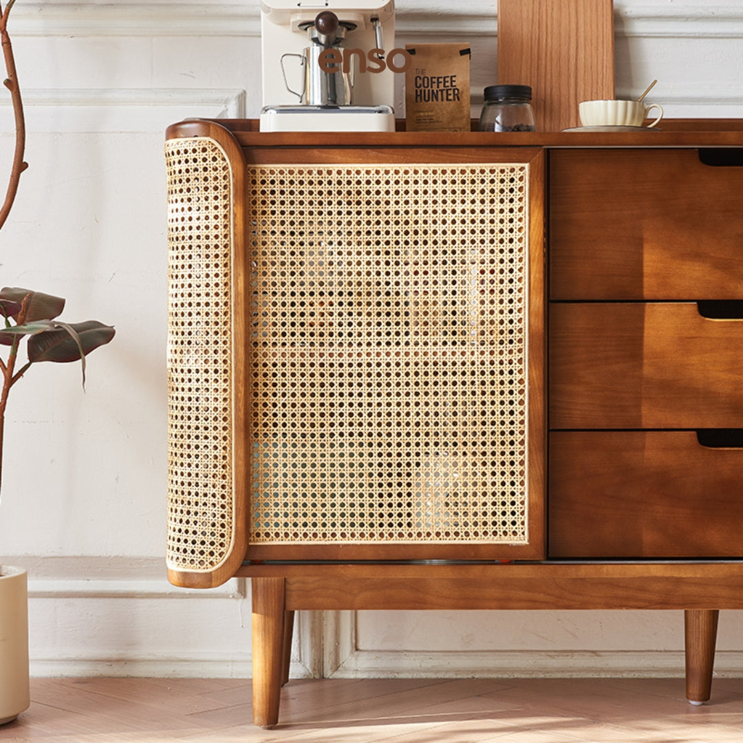 NAGOMI Rattan Solid Wood Sideboard