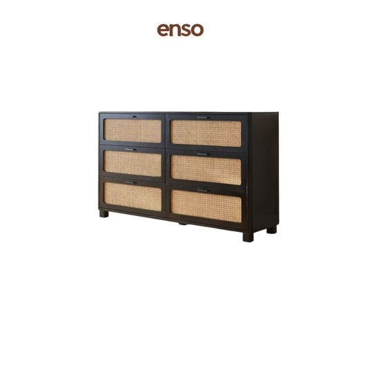 TANSU Rattan Solid Wood Chest of Drawer