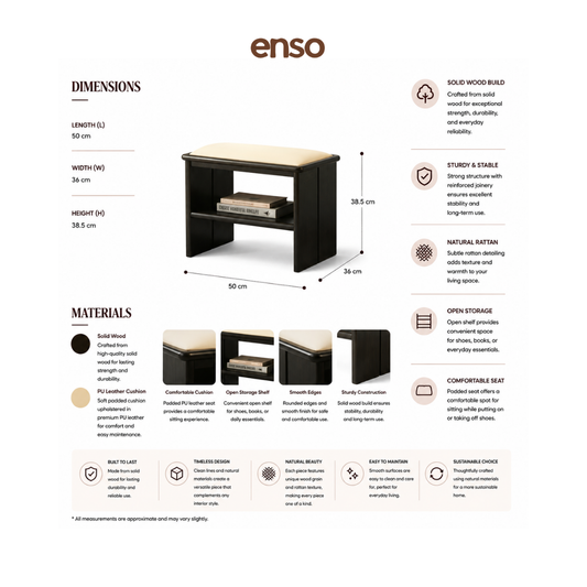 GENKAN Rattan Solid Wood Stool