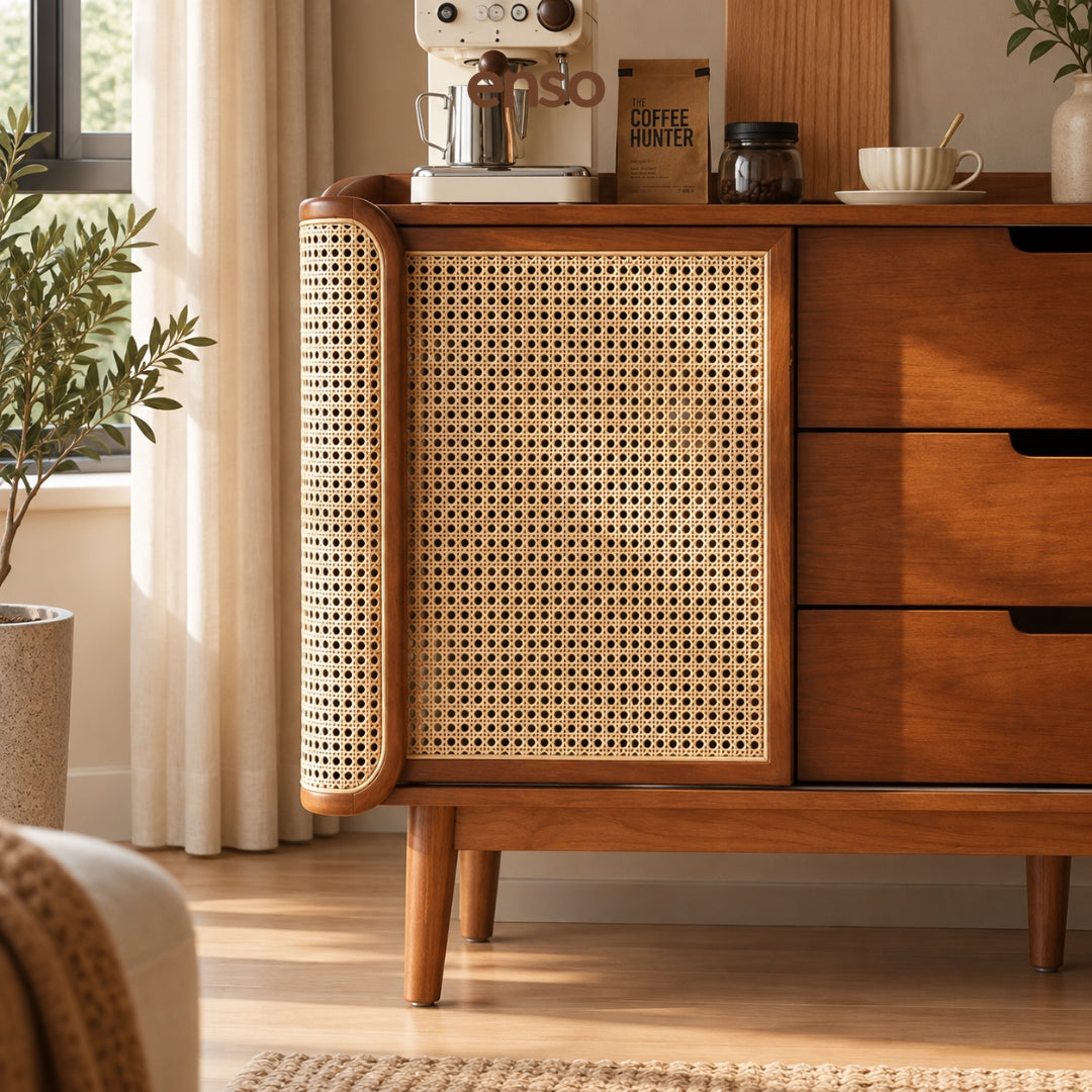 NAGOMI Rattan Solid Wood Sideboard