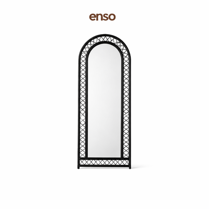 KAGAMI Rattan Solid Wood Arched Mirror