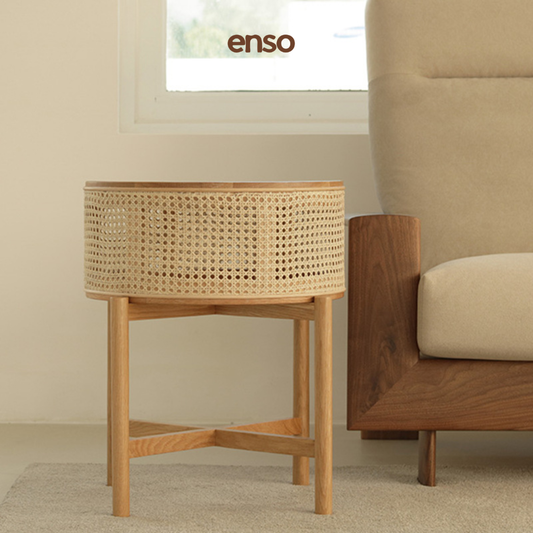 TSUMUGI Rattan Solid Wood Side Table