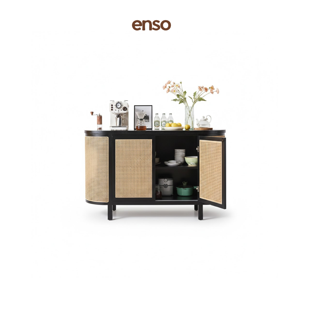 KOKORO Rattan Solid Wood Display Cabinet