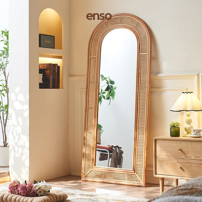 HIRAKI Rattan Solid Wood Arched Mirror