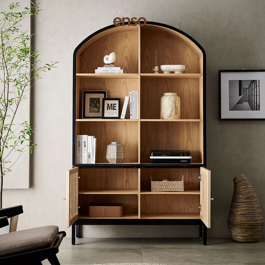 IORI Rattan Solid Wood Bookshelf