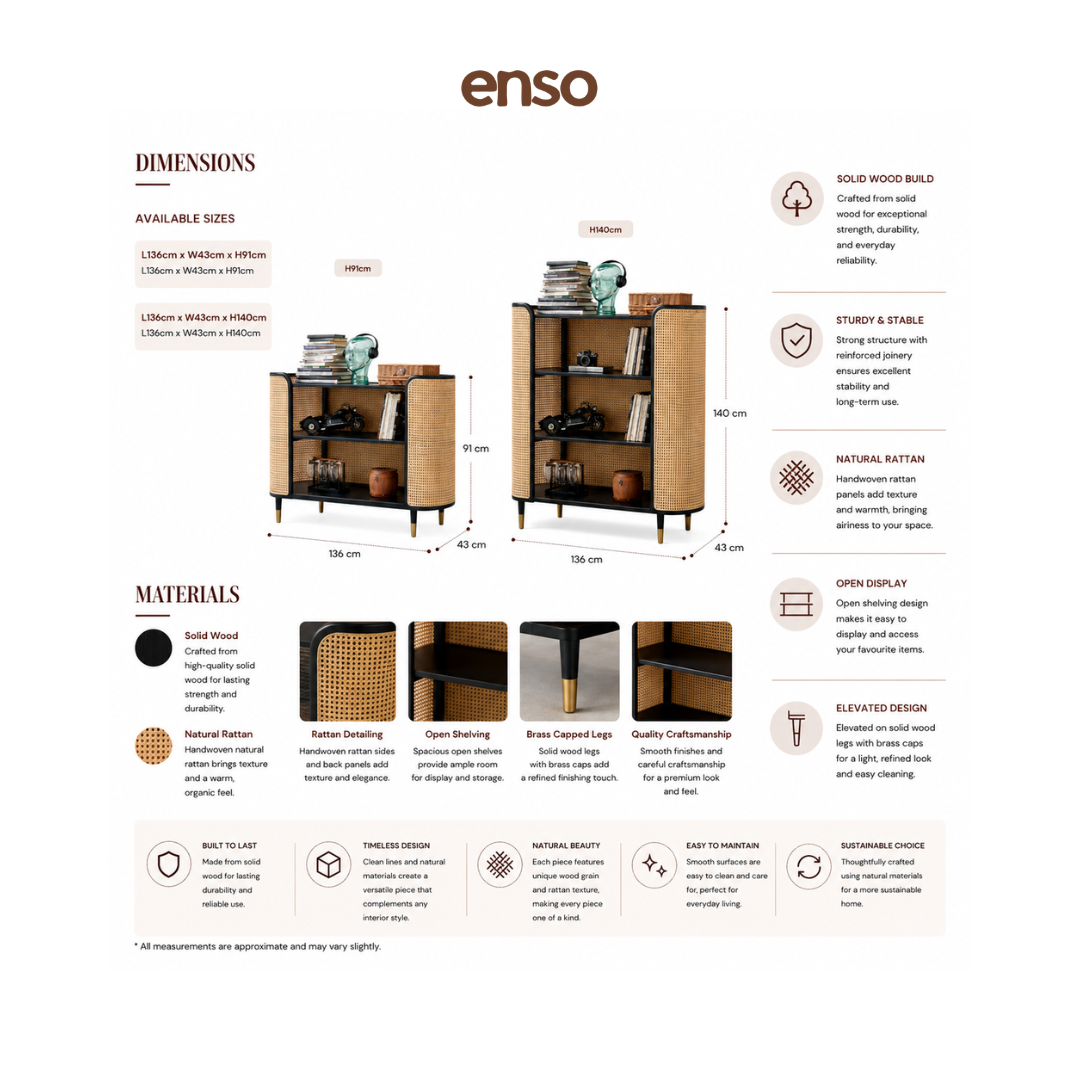 KADO Rattan Solid Wood Display Cabinet