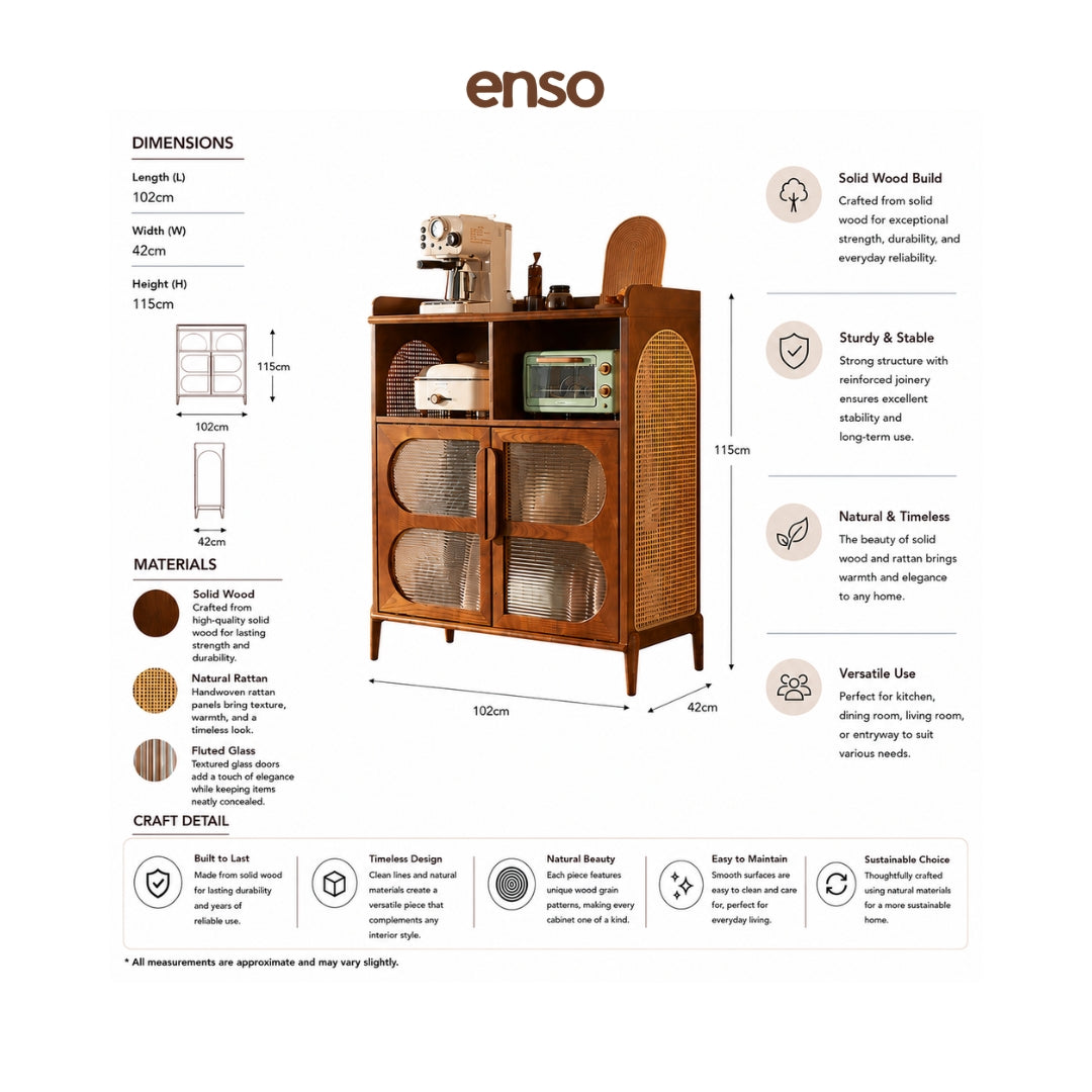 HINATA Rattan Solid Wood Sideboard