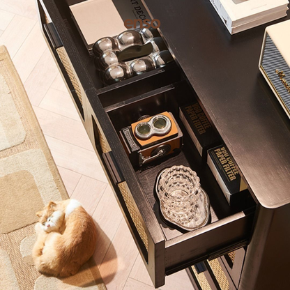 TANSU Rattan Solid Wood Chest of Drawer