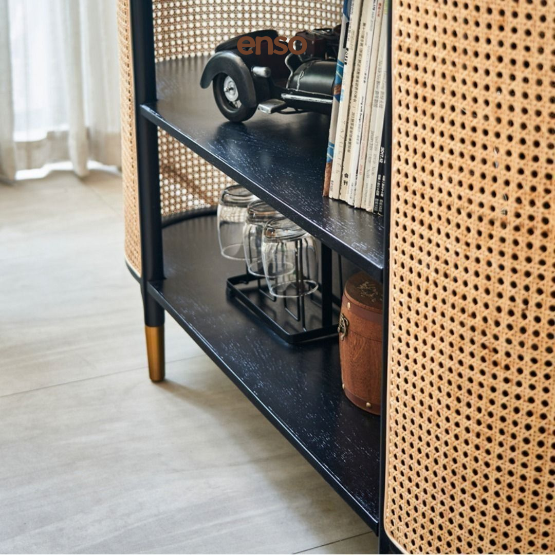 KADO Rattan Solid Wood Display Cabinet