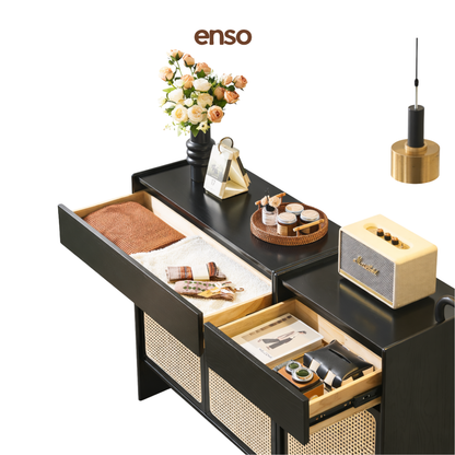 GENKAN Rattan Solid Wood Shoe Cabinet