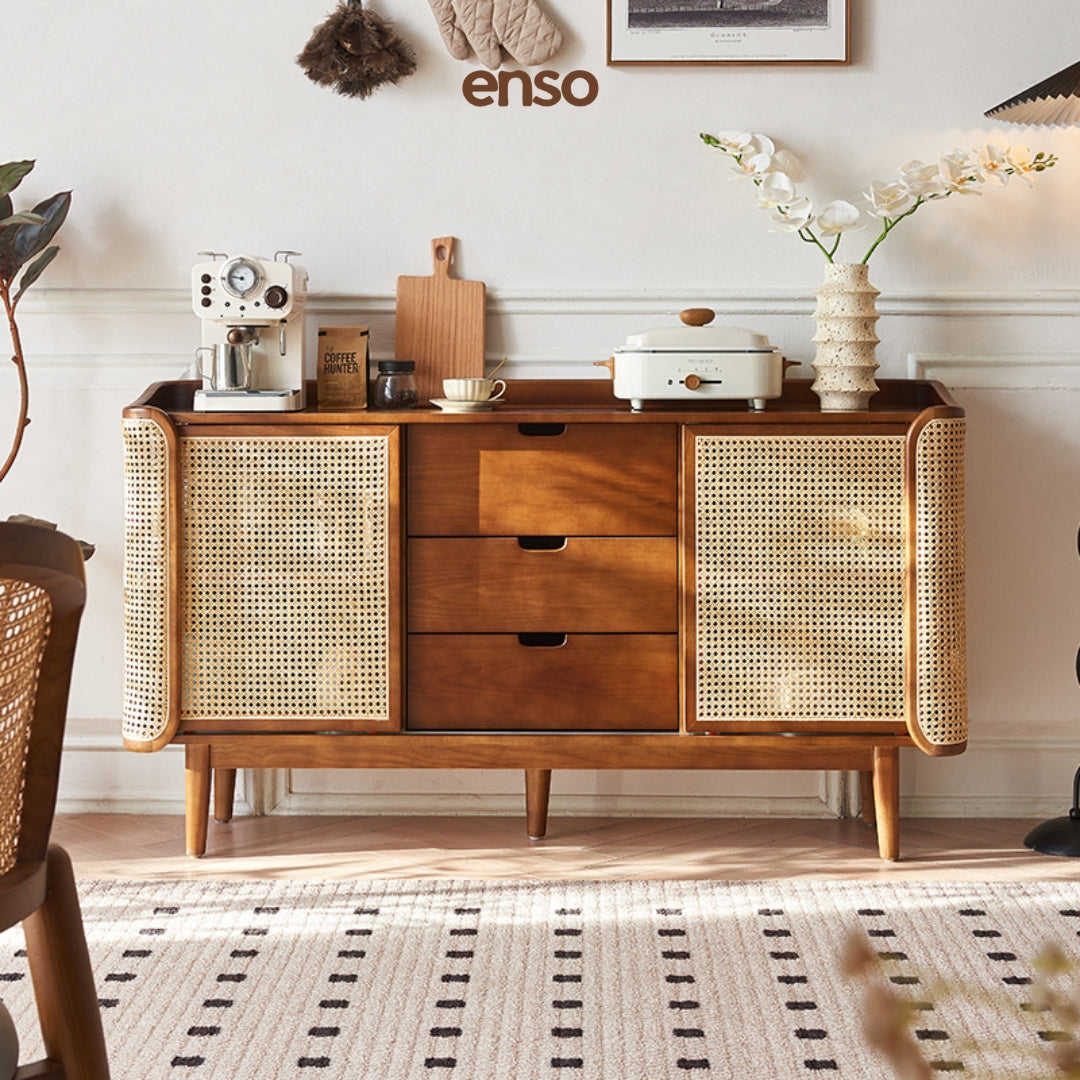 NAGOMI Rattan Solid Wood Sideboard