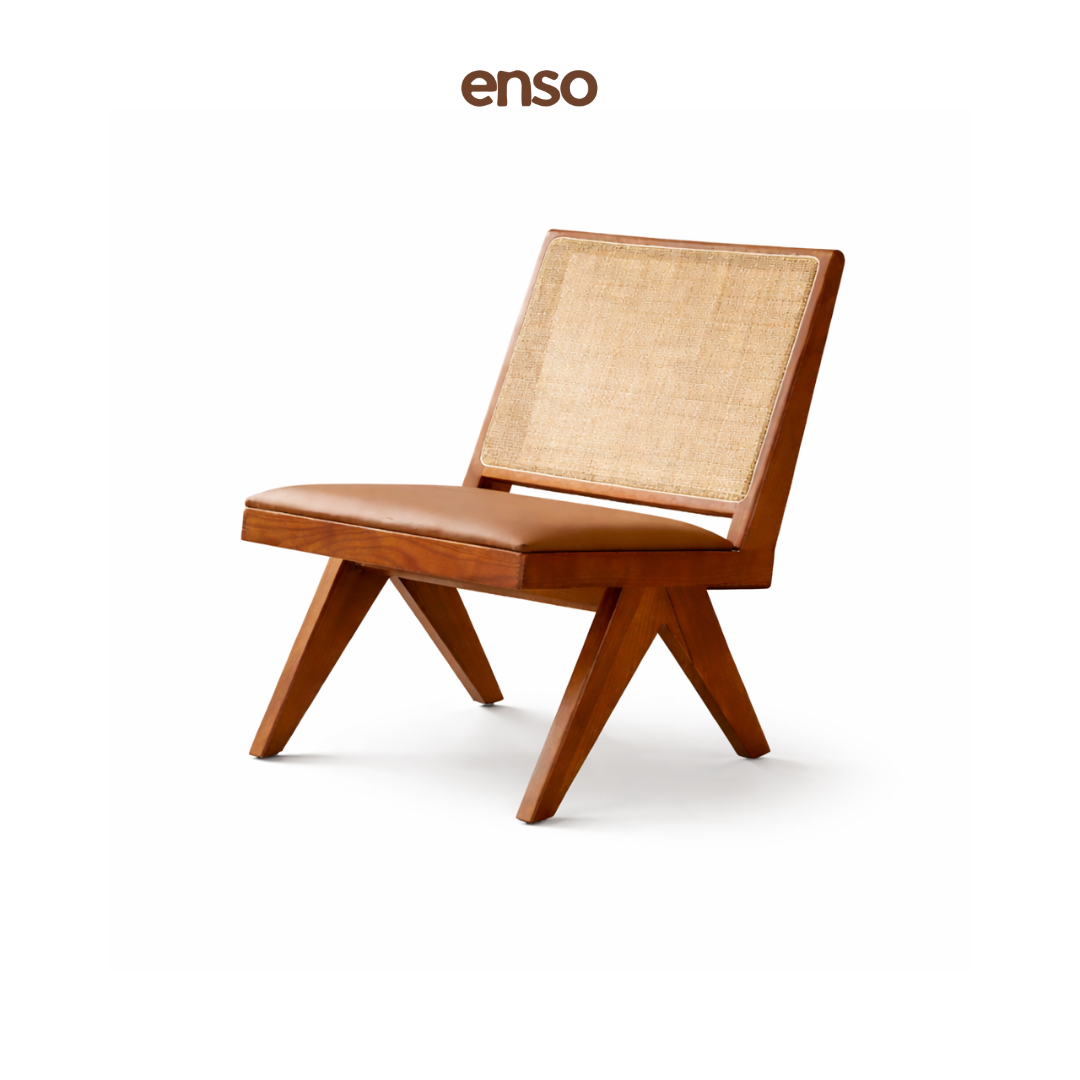 SORA Rattan Solid Pine Wood Lounge Chair