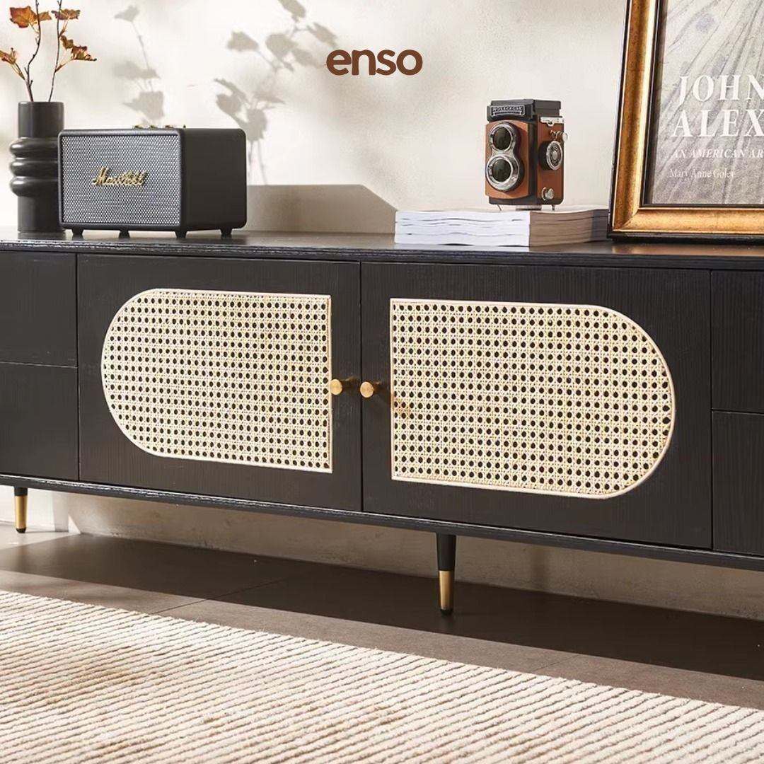KADO Rattan Solid Wood Tv Console