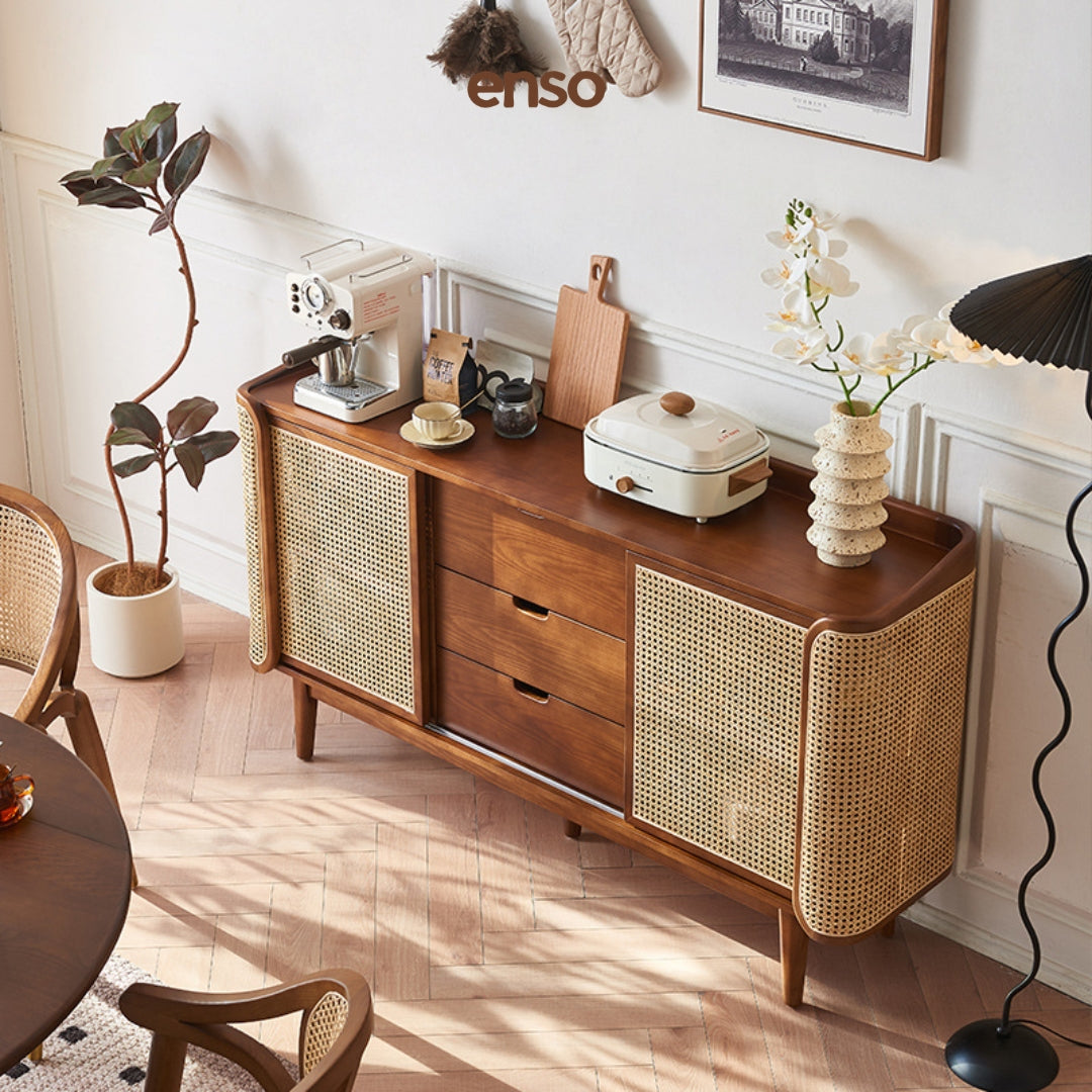 NAGOMI Rattan Solid Wood Sideboard