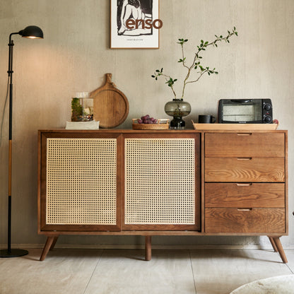 SHIORI Rattan Solid Wood Sideboard