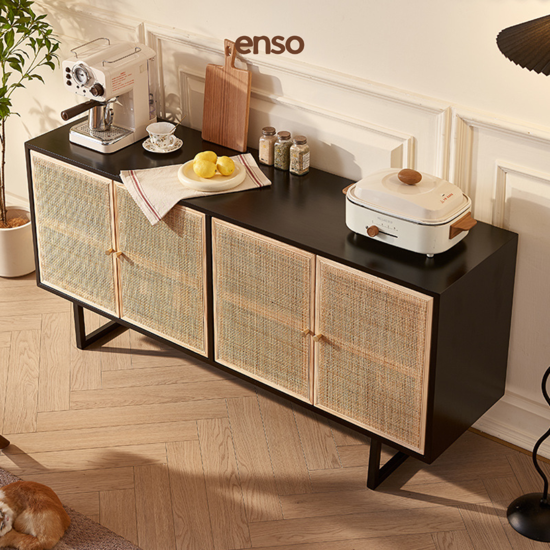 KAHO Rattan Solid Wood Sideboard