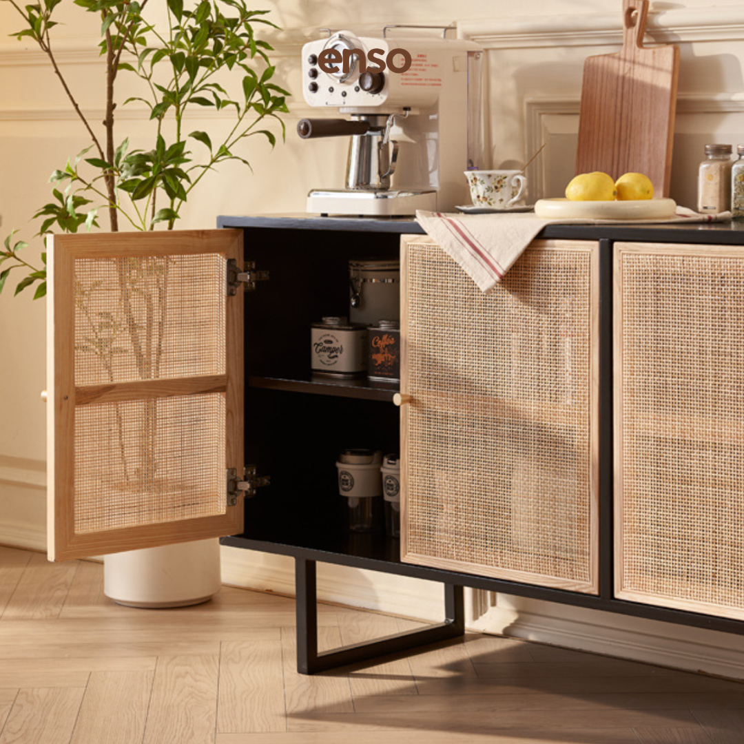 KAHO Rattan Solid Wood Sideboard