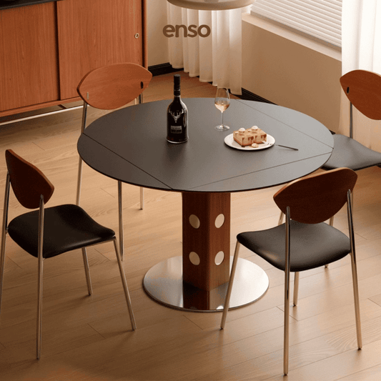 BJORN Sintered Stone Solid Wood Extendable Dining Table