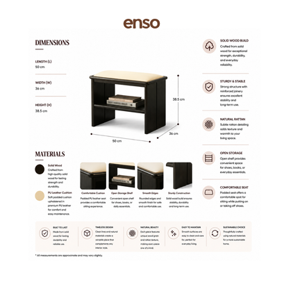 GENKAN Rattan Solid Wood Stool