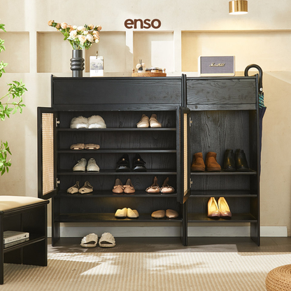 GENKAN Rattan Solid Wood Shoe Cabinet