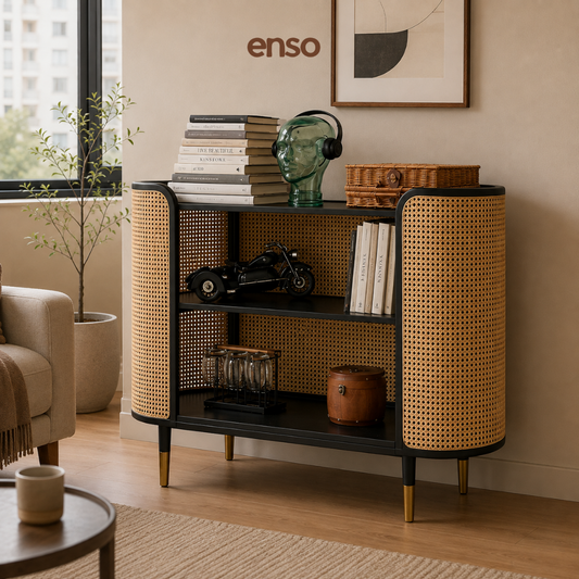 KADO Rattan Solid Wood Display Cabinet