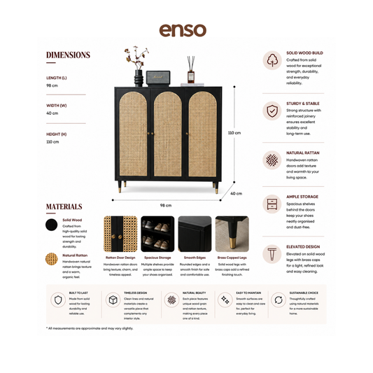 KADO Rattan Solid Wood Shoe Cabinet