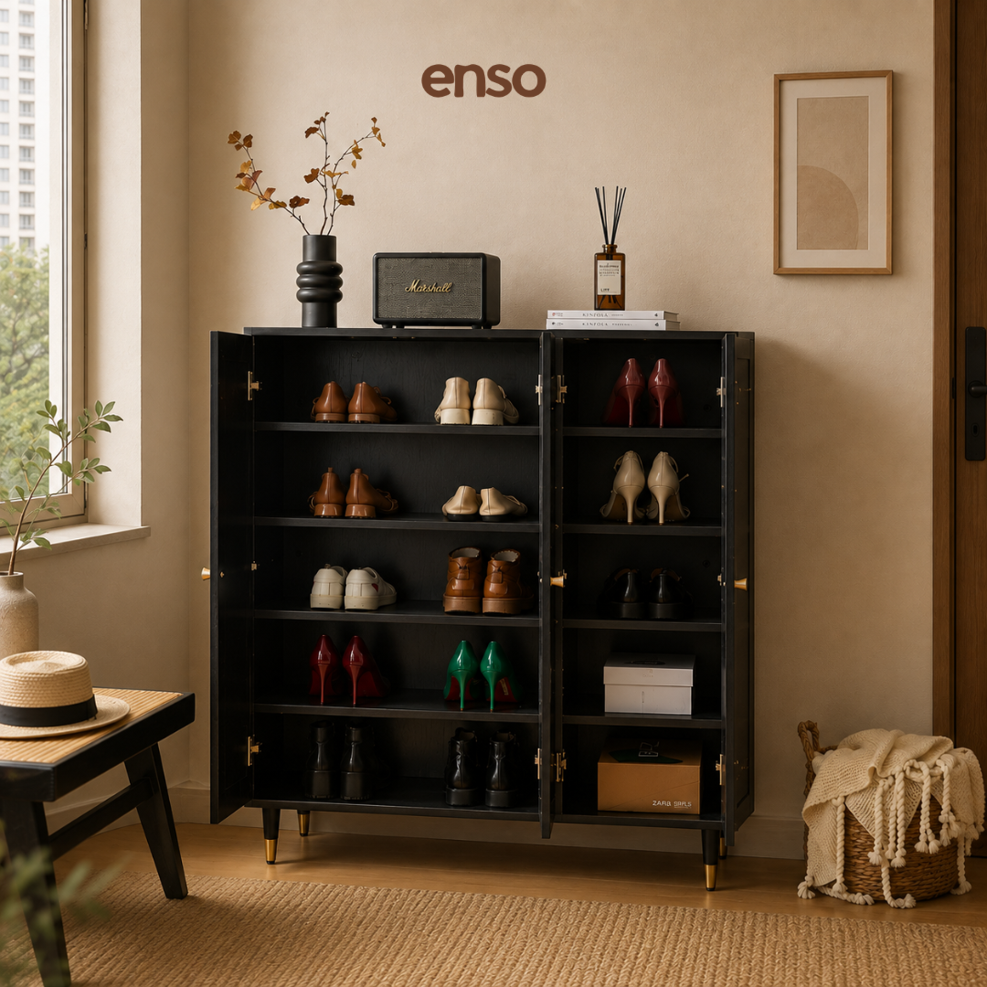 KADO Rattan Solid Wood Shoe Cabinet