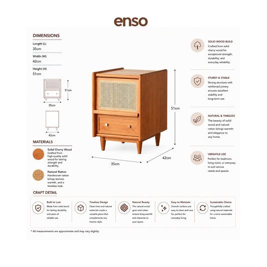 KINU Solid Wood Bedside Table