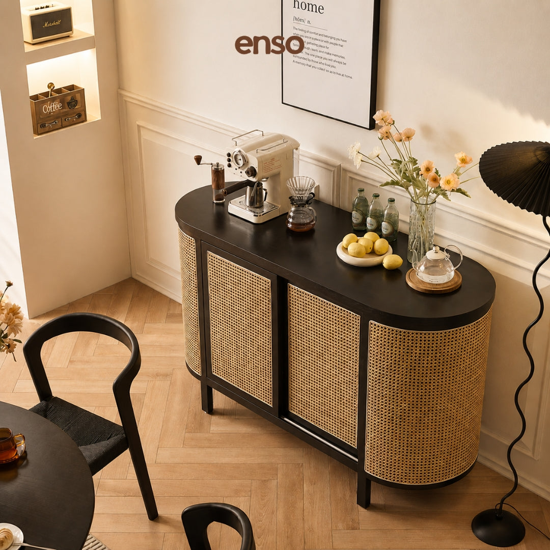 KOKORO Rattan Solid Wood Display Cabinet