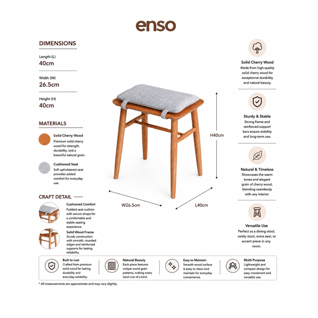 KUMI Solid Wood Stool
