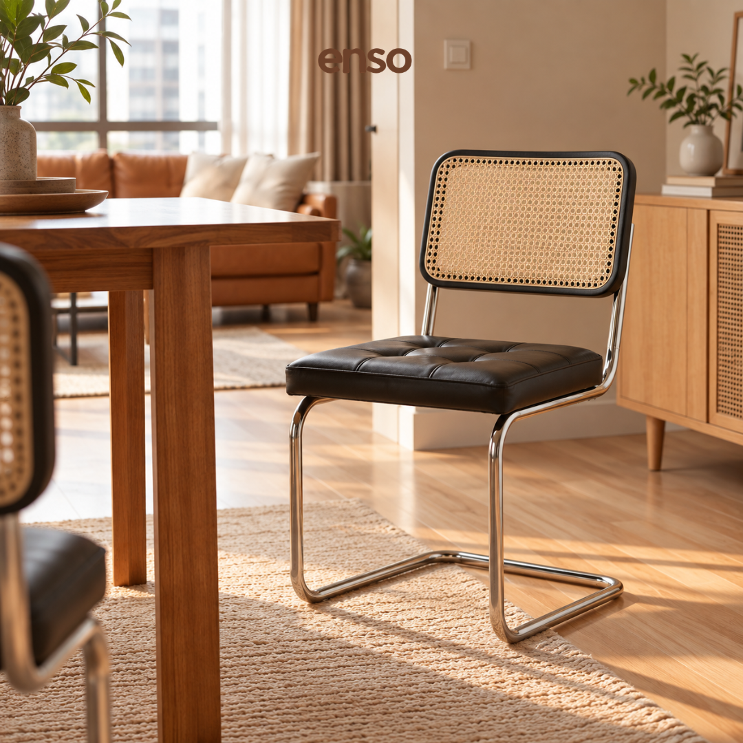 MIKAO Solid Wood Rattan Dining Chair