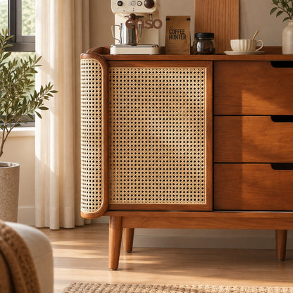 NAGOMI Rattan Solid Wood Sideboard