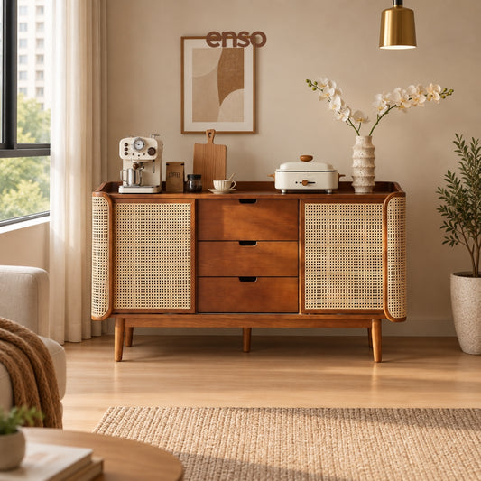 NAGOMI Rattan Solid Wood Sideboard