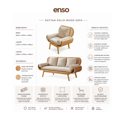 TSUMUGI Rattan Solid Wood Sofa